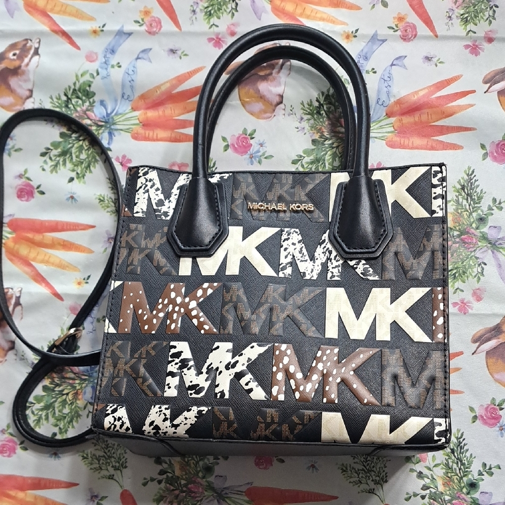 Michael Kors Black and Brown Logo Tote Bag